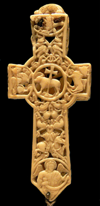Cross-reliquary, walrus tusk carving, XI century